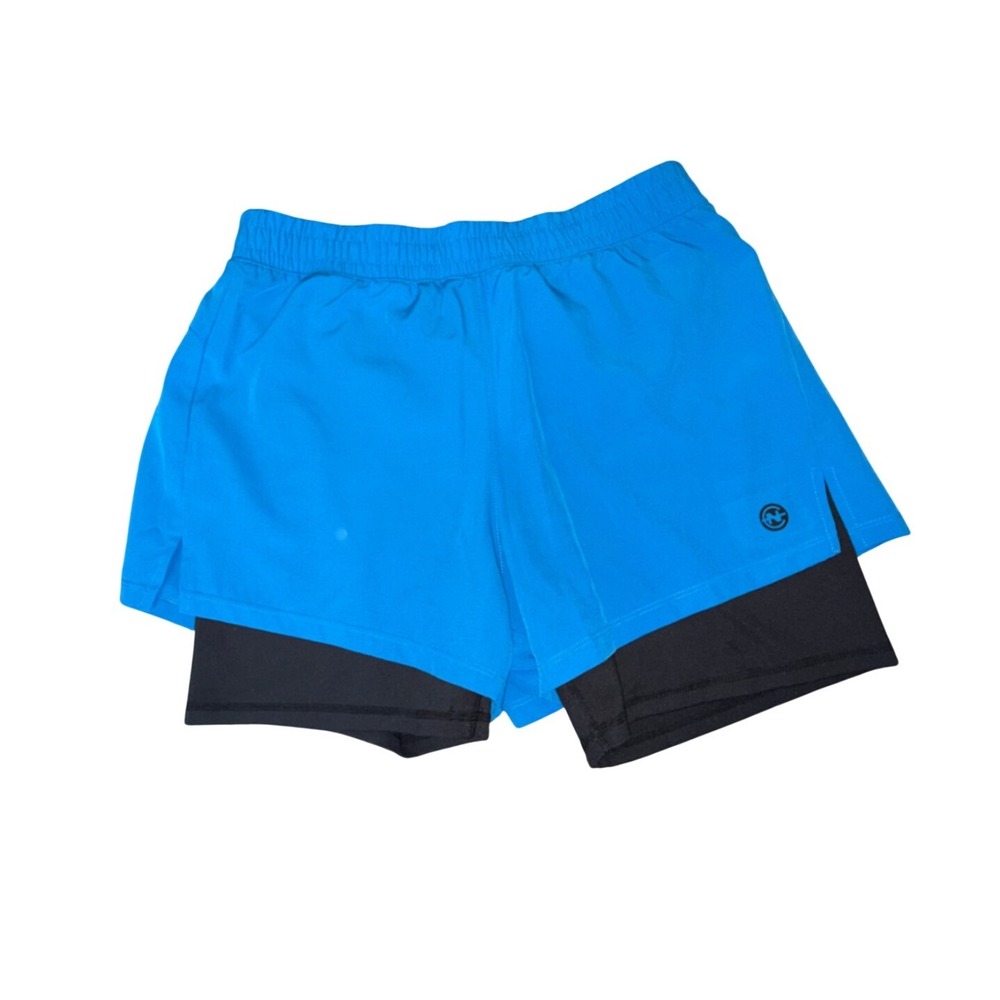 Nautica Competition Women's 2-in-1 Athletic Running Shorts Blue Black Size M